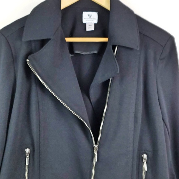 Moto Style Asymmetric Zip Knit Jacket Blazer - Picture 3 of 7